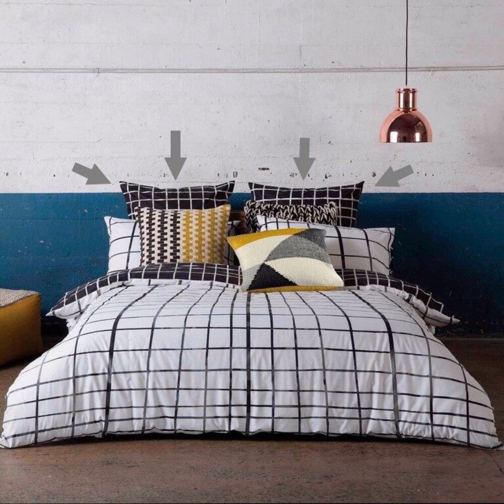 KAS Australia Latitude Euro Pillow Shams Black White Gray 26x26" Dorm Set of 2
